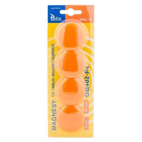 Magnesy Tetis 4cm Pomarańczowe, 4szt